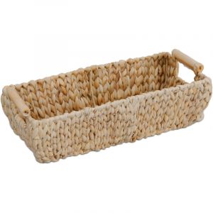 Relaxdays Rleaxdays Panier de Rangement, en eichhornia, Design tressé, HxLxP : 13,5 x 43 x 19 cm, pour la Salle de Bain, Nature