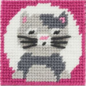 Kit Canevas Soudan Choupette petite minette 15 X 15 Cm - Com'1 Idée(...) - Gris