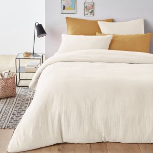 Housse de couette unie en gaze de coton, K la Ecru Taille 200x200 cm;240x220 cm;260x240 cm