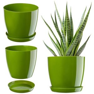 Pot de Fleur avec Support Couvercle en Plastique Pot de Fleur 14cm Vert pour Fleurs - Kadax