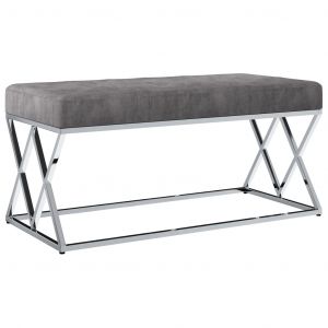 Image de VidaXL Banc 97 cm Tissu de Velours et Acier Inoxydable Gris