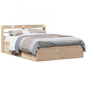 VidaXL Cadre de lit avec tête de lit 140x200 cm bois de pin massif, meuble de chambre à coucher, sommier, lit en bois, lit, 3307083