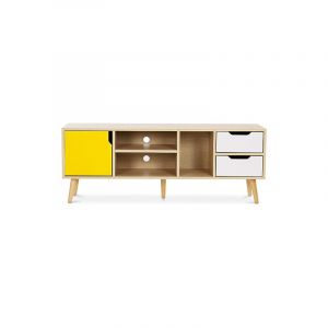 Privatefloor Meuble tv en Bois - Design Scandinave - Aren Jaune