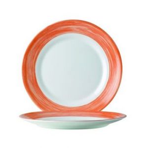 Image de Arcoroc Assiette creuse ronde blanche/orange 23cm Brush orange