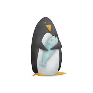 Komar Affiche d'art Cute Animal Penguin - Taille: 50 x 70 cm - noir, blanc, blue, orange