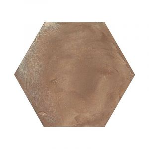 Image de Terra Rosso Hexagonal - 25 X 21.6 Cm Carrelage Aspect Ciment Vieilli Marron