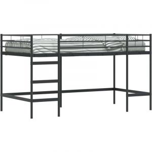 VidaXL Lit mezzanine pour enfants Noir 99,5 x 200 cm Acier