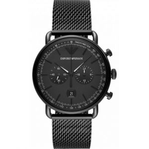 Emporio Armani Montre AR11264 - Multifonctions Acier Milanais Noir Homme