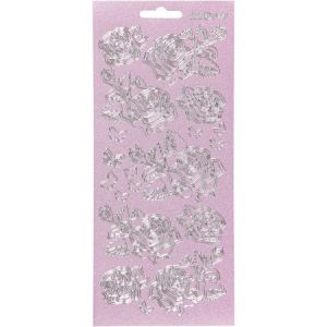 Image de Autocollants peel off Roses et Papillons Rose et Argenté 1 pce