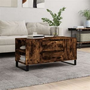 VidaXL Table basse chêne fumé 102x44,5x50 cm bois d'ingénierie