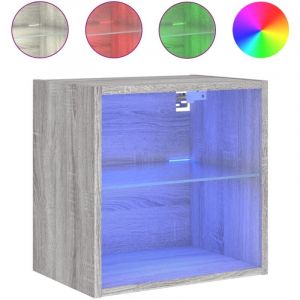 VidaXL Table de chevet murale avec lumières led sonoma gris Grey sonoma