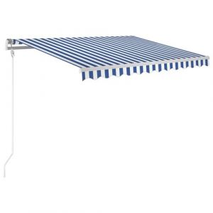 VidaXL Auvent r&eacute;tractable automatique 300x250 cm Bleu et blanc - Bleu et blanc