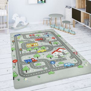 Tapis Chambre Enfant Tapis De Jeux Tapis Bébé Tapis De Jeux Tapis Routes Gris 80x150 cm - Paco Home