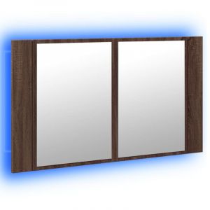 VidaXL Armoire à miroir à LED de bain chêne marron 80x12x45 cm