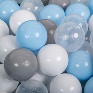 Balles Colorées Plastique 200 Balles/7Cm Pour Piscine Enfant Bébé Fabriqué En eu, Gris/Blanc/Transparent/Babyblue - Kiddymoon