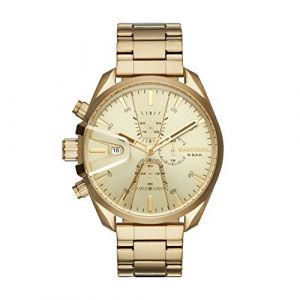 Diesel MS9 Montre pour Homme, Mouvement Chronographe, Bracelet en Silicone, Acier Inoxydable ou Cuir, Ton Or, 47mm