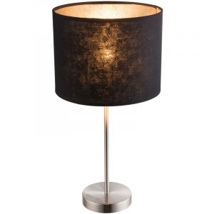 Globo Lampe de table de luxe en tissu en noir et Silber AMY