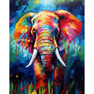 Broderie diamant : Éléphant Coloré Abstrait - sans chassis en bois