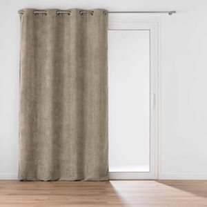 Douceur d'Intérieur, Rideau à Oeillets (140 x 260 cm) Leo Sable, Velours Chenille