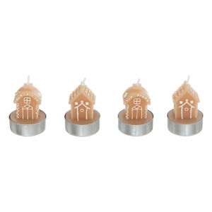 Lot de 4 Bougies déco Maison Pain d'épice