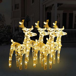 VidaXL Rennes de Noël 4 pcs 160 LED Blanc chaud Acrylique