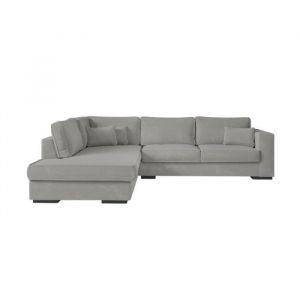 Loungitude Canapé d'angle BELAMI en tissu - Gris clair - Fixe - 5 places - Angle gauche