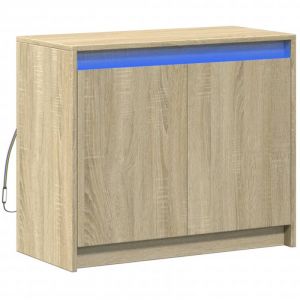 VidaXL Buffet avec LED chêne sonoma 72x34x61 cm bois d'ingénierie, meuble de rangement, meuble de rangement cuisine, meuble de rangement de salon