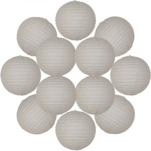 SkyLantern 12x Lanterne Papier 20 cm Warm Grey - Suspension Boule Papier 20 cm (12'') type Lanterne Japonaise pour Decoration Mariage - 12 pièces - Le must de