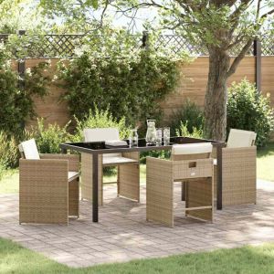 Vidaxl Ensemble De Salle &Agrave; Manger Pour Jardin 5 Pcs Beige Polyrotin - Neuf