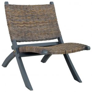 VidaXL Chaise de relaxation Gris Rotin naturel kubu et bois d'acajou