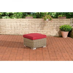 Image de CLP Tabouret bas Repose-pieds Madeira compatible avec Bilbao rond/nature Rouge rubin