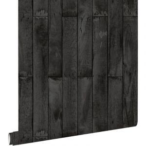 Estahome - papier peint imitation bois noir