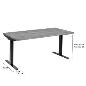 Kare Design Bureau r&eacute;glable assis-debout en ch&ecirc;ne et acier noir L200