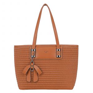 Sac Cabas pour Femme Texturé Embossé à Effet Tressé avec Nœud et Grande Anses Gallantry Marron