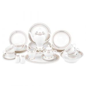 MULTI CASA MEX AGNES Service de table 37 pi&egrave;ces Blanc/dor&eacute; KB4275