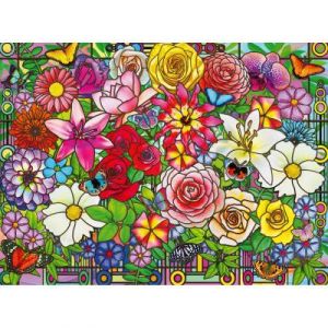 Ravensburger 12001364 – Fenêtre Florale Personnes âgées et Seniors, avec 100 pièces Extra adhérentes, Grand modèle d'image et Support pour Puzzle