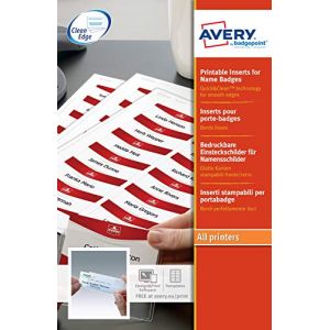 Avery-Zweckform Inserts pour badge imprimables bords lisses - 47 x 75 mm - boîte de 100