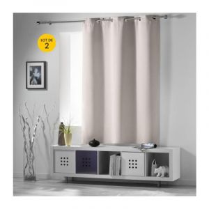 Image de Lot de 2 Rideaux 140 x 180 cm occultant uni occult Ivoire