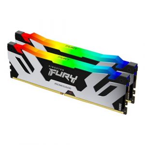 Kingston FURY Renegade RGB - DDR5 - kit - 32 Go: 2 x 16 Go - DIMM 288 broches - 7600 MHz / PC5-60800 - CL38 - 1.45 V - mémoire sans tampon - on-die ECC - noir et argent