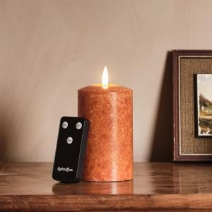 Lights4Fun Bougie Pilier TruGlow Orange Mouchetée de 12,5 cm