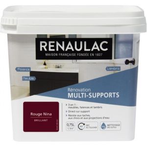 Image de Renaulac Peinture Rénovation Multisupports 3 en 1 Rouge Nina - Brillant - 0,75L - 9m² / pôt