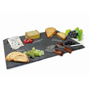Socadisc Ardoise A Fromage Avec 3 Couteaux & Craie 30,5 Cm