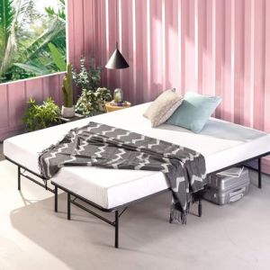 Sommier SmartBase déjà monté 35 cm ZINUS | Cadre de lit plateforme en métal | Facile à monter | Rangement sous le lit | 140 x 190 cm | Noir