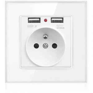 Prise Electrique Murale avec Double usb - Chargeur pour iPhone/Android prise franaise,