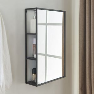 [en.casa] - Miroir murale Sunne en forme rectangulaire acier 60 x 36 x 13 cm noir