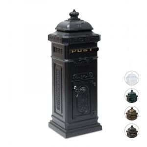 Relaxdays Bo&icirc;te aux lettres anglaise sur pied en alu colonne vintage nostalgie, design british, noir