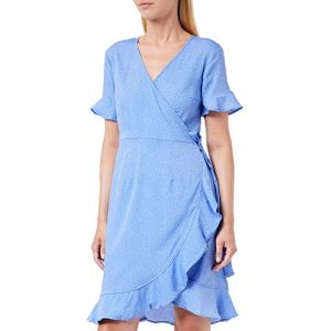Image de Only ONLOLIVIA S/S Wrap Dress WVN Noos Robe, Blue Bonnet/AOP:Confetti Dot, 40 aux Femmes
