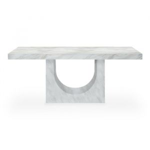 Dona - Table à manger marbre d'ingénierie blanc