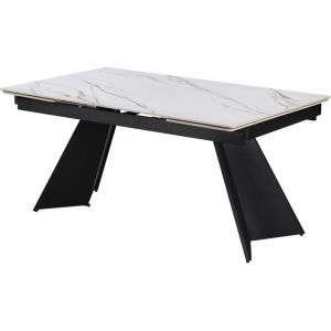 Habitat et Jardin Table de repas extensible en c&eacute;ramique 6 &agrave; 10 personnes "Equinoxe" - Blanc marbr&eacute; gold