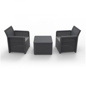 Shaf Jardin/terrasse Ensemble 2 Fauteuils + 1 Table Nassau Tete A Tete, Anthracite